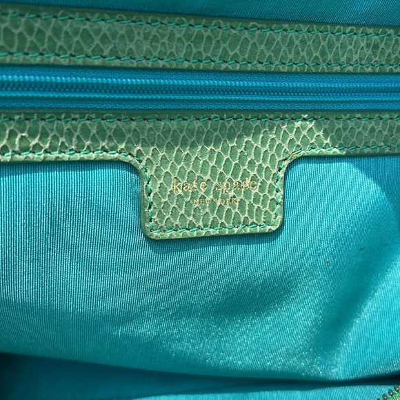 Kate Spade Green and Blue Striped Tote Bag EUC - Picture 16 of 17